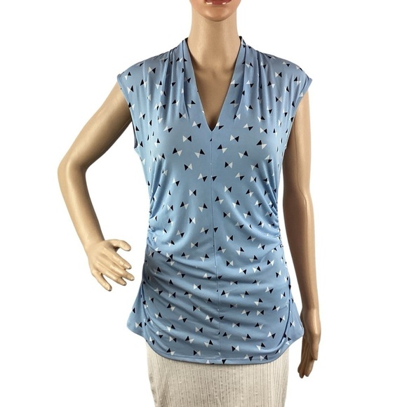 Vince Camuto Top Size S Blue Triangle Print - Picture 1 of 7